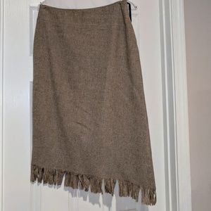 The Limited Asymmetrical Fringe Hem Wool Skirt